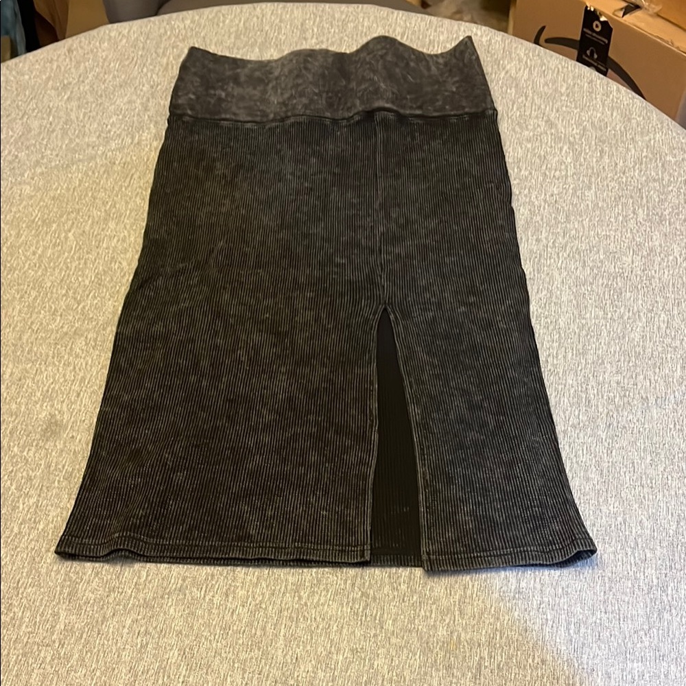 White Birch Gray Pencil Skirt with Slit for Work